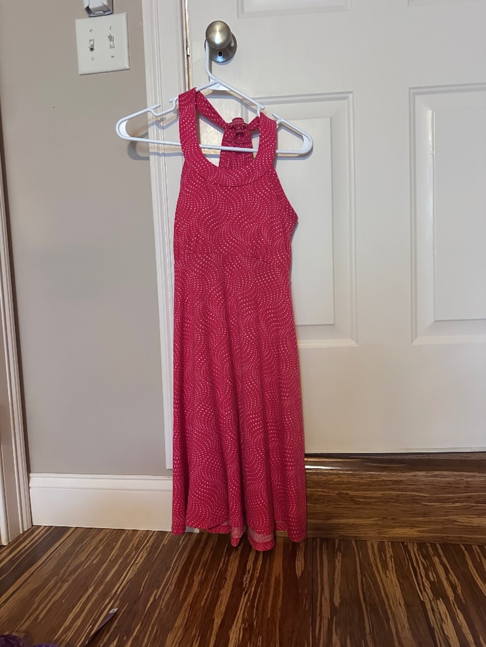 Krimson Klover Women's Bright Pink Polka Dot Dress Built-In Bra Size XS